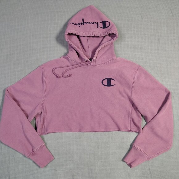 Champion Reverse Weave Hoodie Women's Size Small Pink Purple Cropped Athletic - Picture 5 of 11